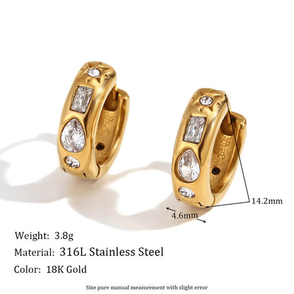 Fashion Fan-Shape Heart Leaf Bowknot Stainless Steel 18K Gold Plated Stud Earrings