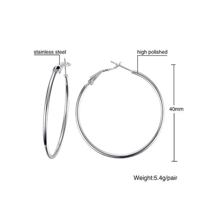 1 Pair Minimalist Geometric 304 Stainless Steel Gold Plated Hoop Earrings