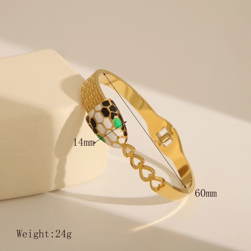 Retro Exaggerated Classic Style Cross Snake 304 Stainless Steel 18K Gold Plated Bangle In Bulk