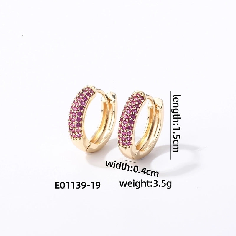 1 Pair Casual Modern Style Round Inlay Copper Zircon K Gold Plated Rhodium Plated Earrings