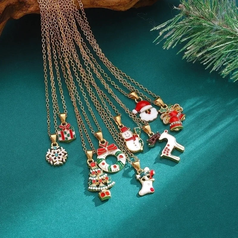 Cartoon Style Snowman Elk Alloy Plating 14k Gold Plated Christmas Women's Earrings Necklace