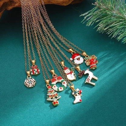 Cartoon Style Snowman Elk Alloy Plating 14k Gold Plated Christmas Women's Earrings Necklace