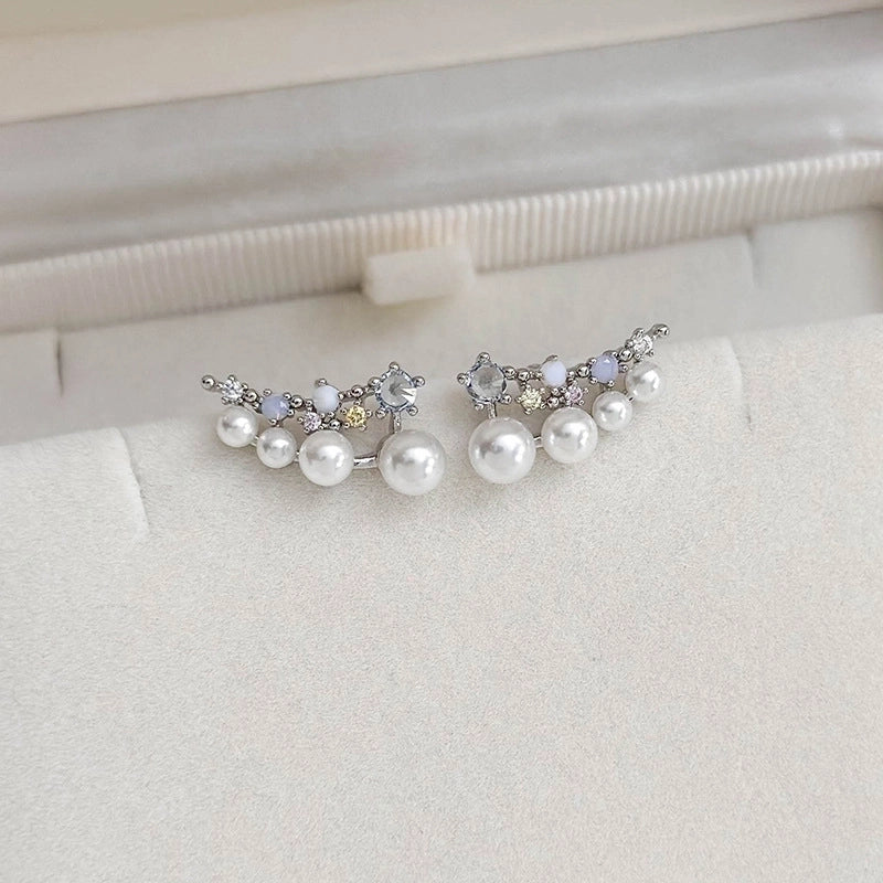 1 Pair Elegant Lady Streetwear Water Droplets Heart Shape Flower Hollow Out Inlay Steel Imitation Pearl Zircon Drop Earrings