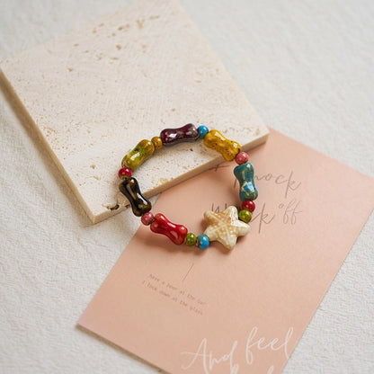 Jingdezhen Ceramic Bracelet New Color-free Women's Summer Student's Antique Beaded Bracelet Small Fresh And Popular