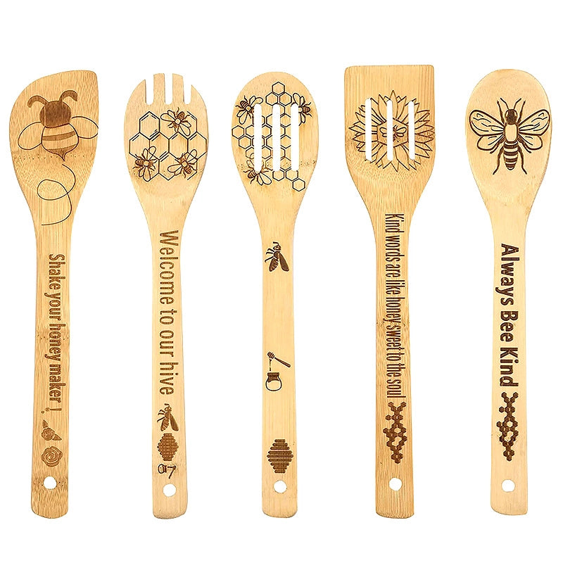 Minimalist Animal Letter Bamboo Shovel Kit 5 Pieces Set
