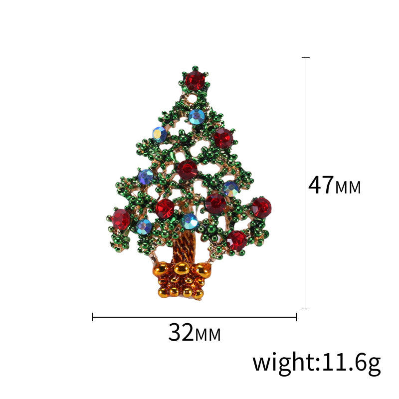 Fashion Pin Christmas Tree Alloy Inlay Rhinestones Women'S Brooches
