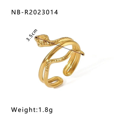 Stainless Steel 18K Gold Plated IG Style Plating Snake Open Rings