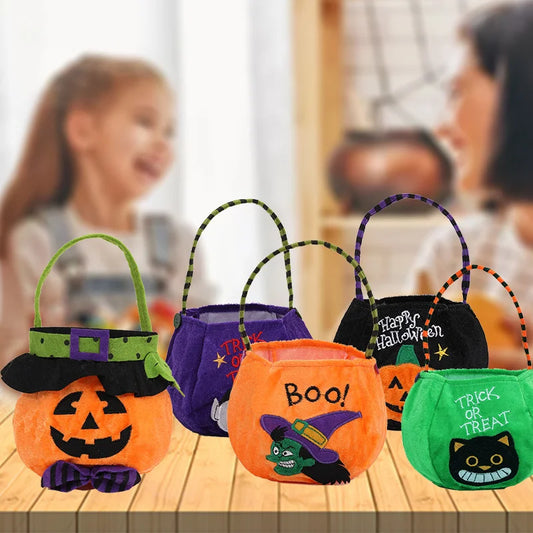 Halloween Decoration Supplies Hooded Round Handbag Ghost Festival Children's Candy Gift Bag Pumpkin Bag