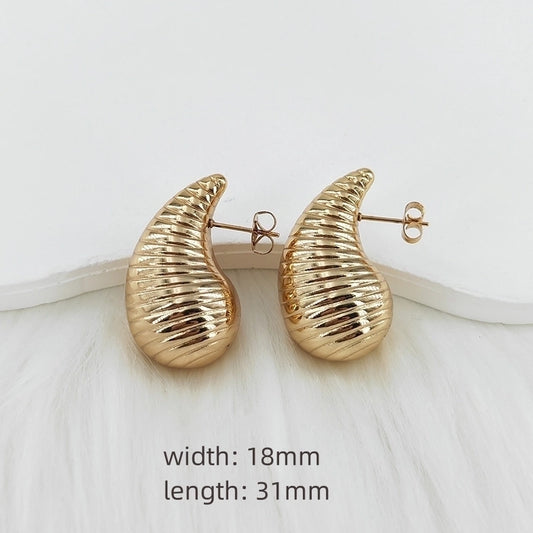 1 Pair Halloween Christmas Vacation Romantic Classic Style Zebra Water Droplets Spiral Stripe Water Drop Three-dimensional Metal 304 Stainless Steel None Earrings Ear Studs