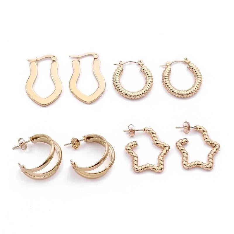 1 Pair Elegant Sweet Commute Heart Shape Plating Stainless Steel 18K Gold Plated Earrings