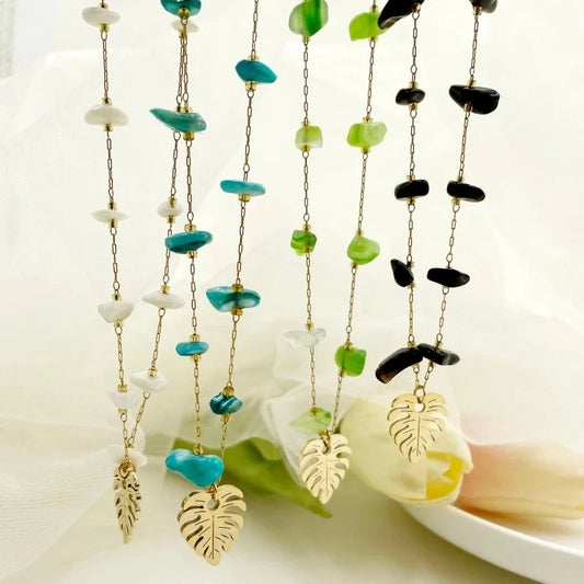 Casual Vacation Leaves Stainless Steel Gravel Polishing Plating Gold Plated Necklace