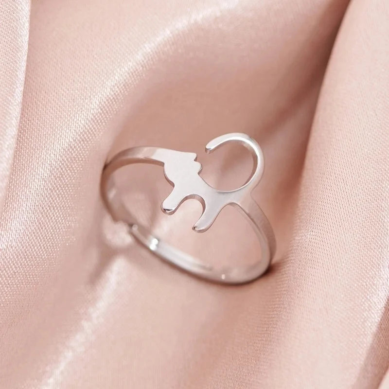 Funny Sweet Pastoral Animal 201 Stainless Steel 18K Gold Plated Polishing Adjustable Ring