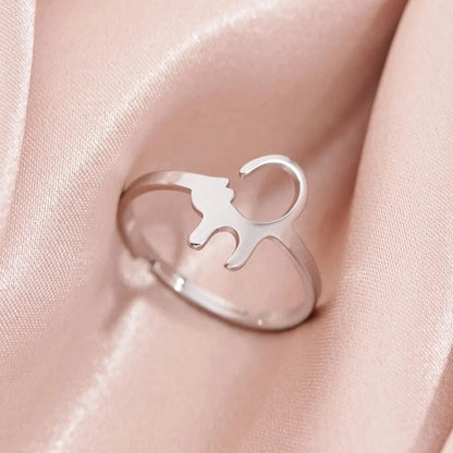 Funny Sweet Pastoral Animal 201 Stainless Steel 18K Gold Plated Polishing Adjustable Ring