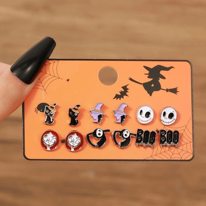 2 Pieces Retro Cartoon Eye Plating Alloy Drop Earrings Ear Studs