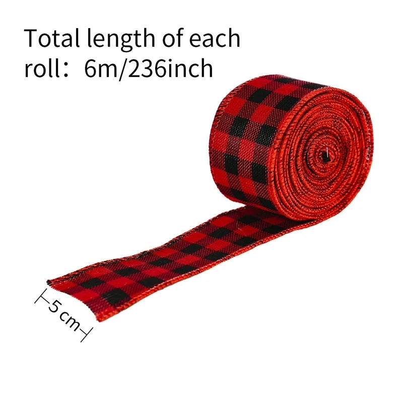 Christmas Decorations Red And Black Christmas Plaid Ribbon