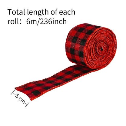 Christmas Decorations Red And Black Christmas Plaid Ribbon