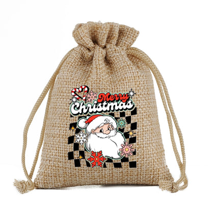 Christmas Nordic Style Cute Modern Style Christmas Tree Snowman Snowflake Imitated Hemp Party Festival Candy Bag