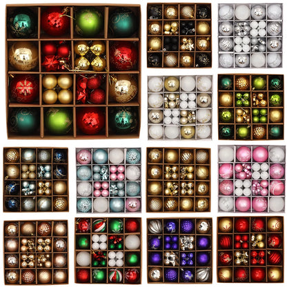 Christmas Ball Gift Box Set Painted Electroplated 44pcs Round Ball Irregular Christmas Ball Ornaments