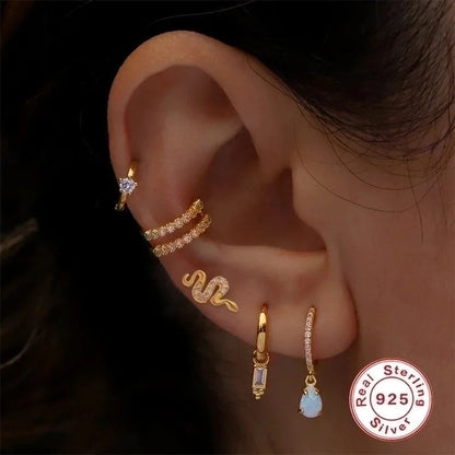 1 Piece Ear Cartilage Rings & Studs Fashion Solid Color 925 Sterling Silver Plating Inlay Zircon