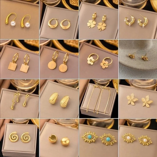 1 Pair Sweet Minimalist Heart Shape Bow Knot Shell Plating Titanium Steel Drop Earrings