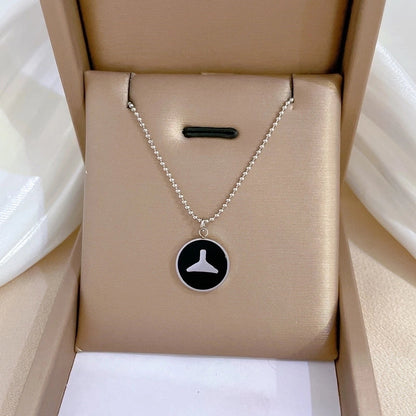 Casual Commute Geometric Titanium Steel Shell Zircon Inlay Pendant Necklace