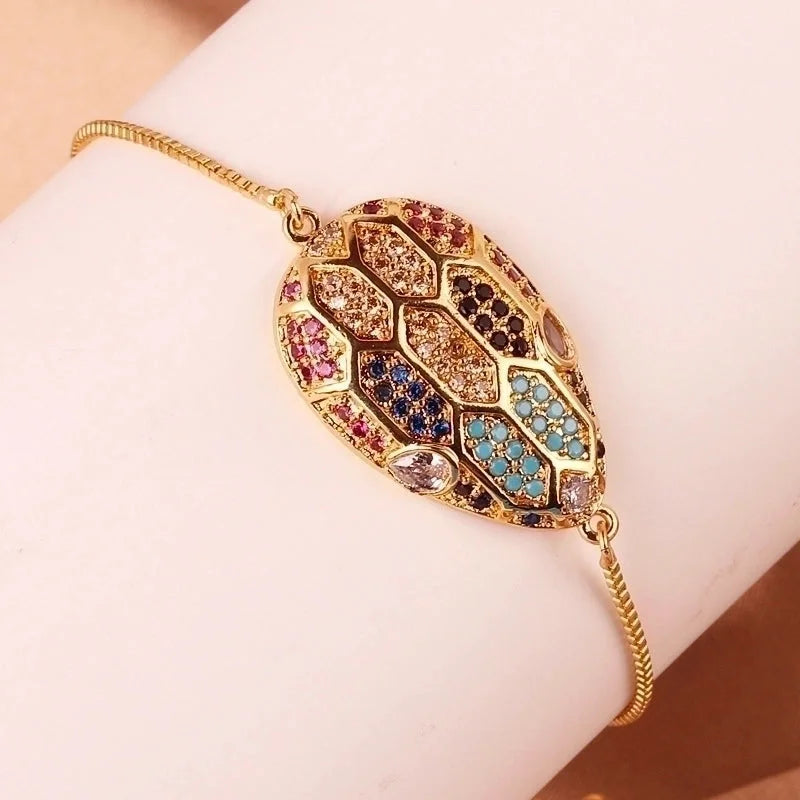 Fashion Color Block Copper Plating Inlay Zircon Bracelets 1 Piece