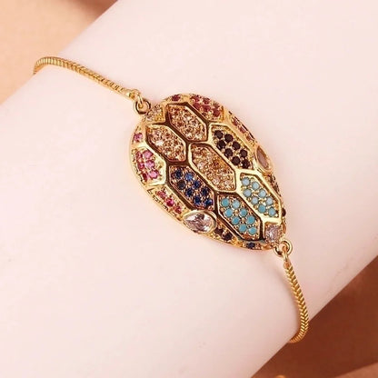 Fashion Color Block Copper Plating Inlay Zircon Bracelets 1 Piece