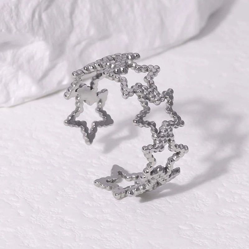 304 Stainless Steel 18K Gold Plated Modern Style Minimalist Plating Pentagram Star Open Rings