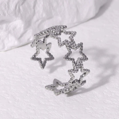 304 Stainless Steel 18K Gold Plated Modern Style Minimalist Plating Pentagram Star Open Rings