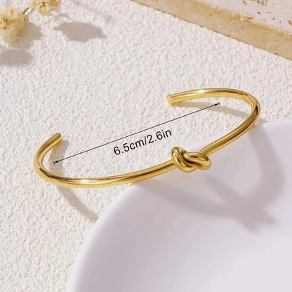 Minimalist Classic Style Knot Titanium Steel 18K Gold Plated Bangle In Bulk