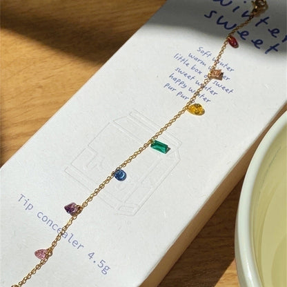 Sweet Geometric Titanium Steel 18K Gold Plated Zircon Cable Chain Bracelets In Bulk