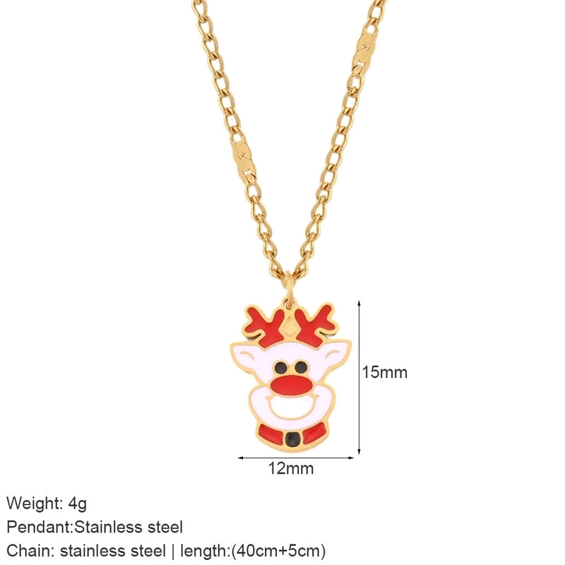 Nordic Style Classic Style Gingerbread Moon 316L Stainless Steel Plating Pendant Necklace