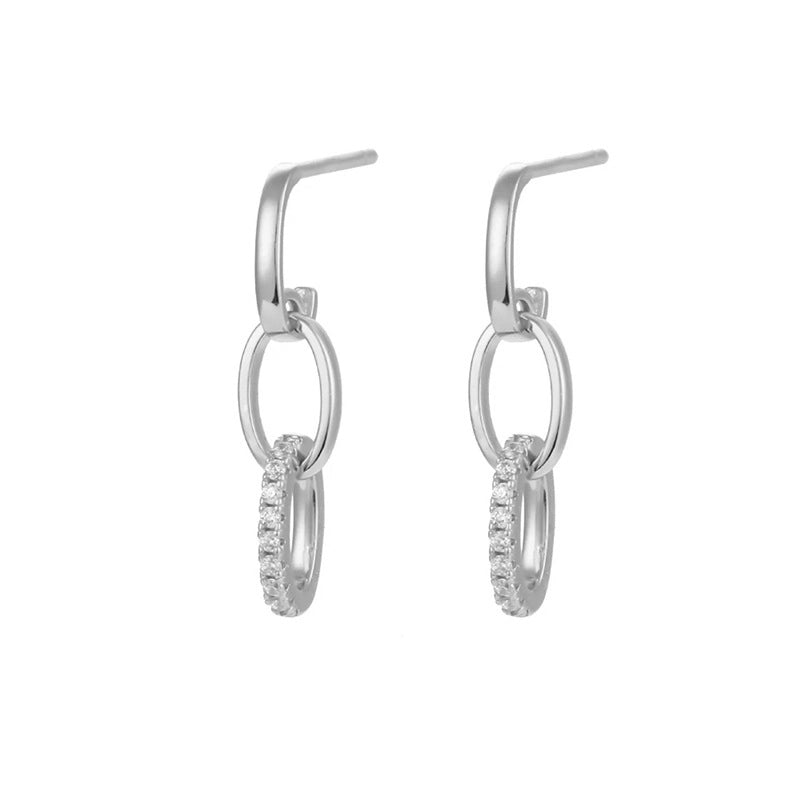 Fashion Long Chain Tassel Pendant Copper Inlaid Zircon Earrings