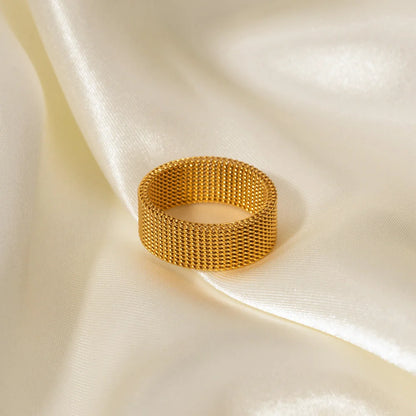 Women IG Style Circle Geometric Stainless Steel 18K Gold Plated Rings