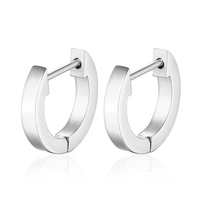Minimalist Round Titanium Steel Artificial Rhinestones Earrings 1 Pair