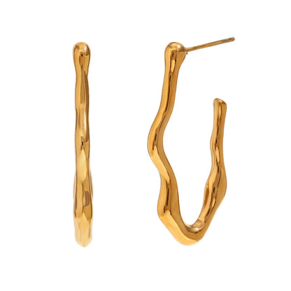 Fashion Circle Geometric Stainless Steel 18K Gold Plated Earrings