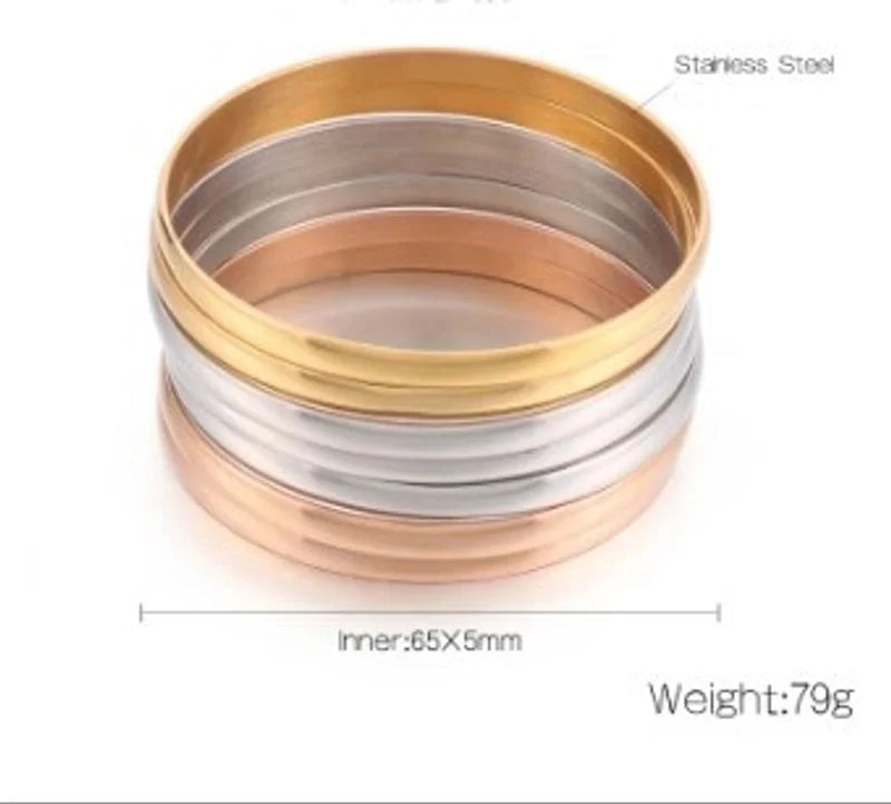 Minimalist Round Stainless Steel 18K Gold Plated Bangle In Bulk