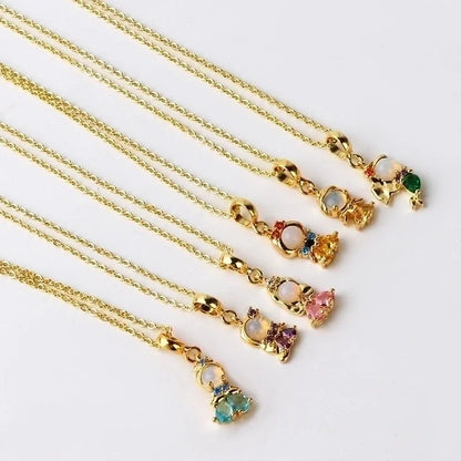 Princess Cute Human Copper Gem Crystal Zircon Pendant Necklace Necklace Pendant In Bulk
