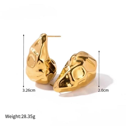 1 Pair IG Style Minimalist C Shape Water Droplets Stainless Steel 18K Gold Plated Ear Studs