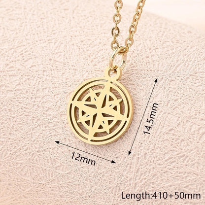 Casual Modern Style Minimalist Compass Mermaid Snowflake 304 Stainless Steel Gold Plated Polishing Plating Pendant Necklace