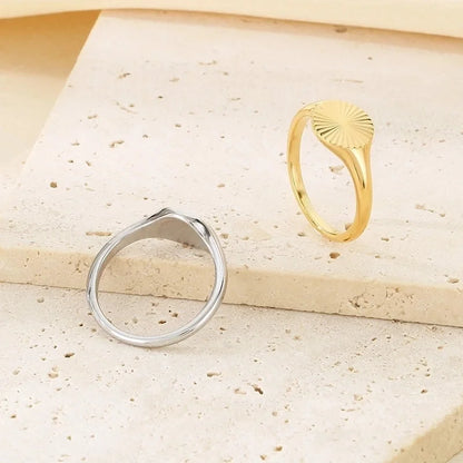 Basic Minimalist Classic Style Geometric 304 Stainless Steel 18K Gold Plated Rings
