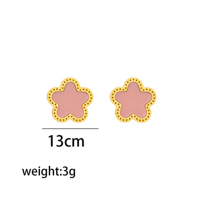 Fashion Flower Titanium Steel 18K Gold Plated Stud Earrings