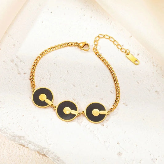 Minimalist Geometric Round Titanium Steel Fritillary Plating Inlay Bracelets Necklace