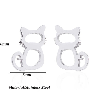 Minimalist Dog Cat Plating 304 Stainless Steel Stainless Steel Earrings
