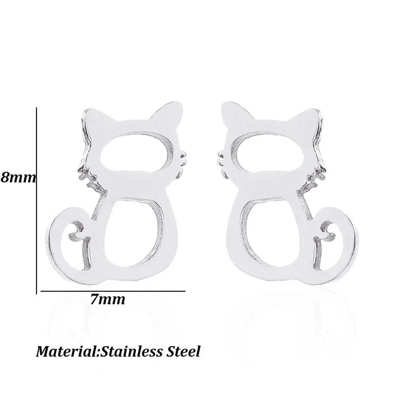 Minimalist Dog Cat Plating 304 Stainless Steel Stainless Steel Earrings