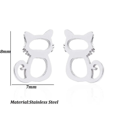 Minimalist Dog Cat Plating 304 Stainless Steel Stainless Steel Earrings