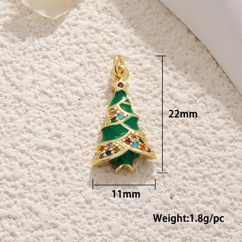 1 Piece 12*17mm 15 * 20mm 18 * 22mm Copper Christmas Tree Flower Snowflake Jewelry Accessories Pendant