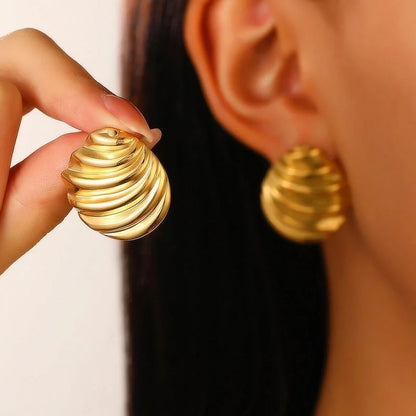 1 Pair Retro Solid Color Irregular Plating 304 Stainless Steel Stainless Steel Earrings