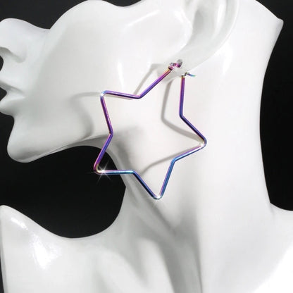 1 Pair Hip-Hop Exaggerated Luxurious Pentagram Round Heart Shape Plating 304 Stainless Steel Stainless Steel Earrings