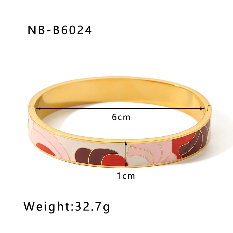 304 Stainless Steel 18K Gold Plated Basic Minimalist Plating Geometric Bangle